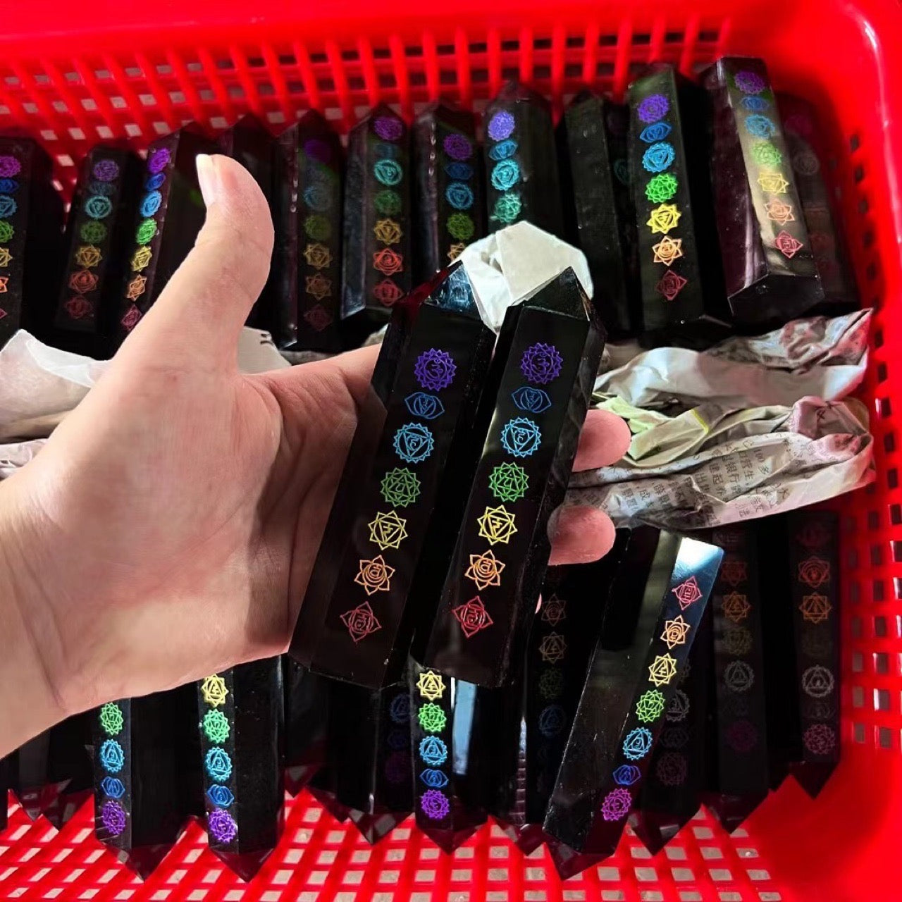 Black Obsidian 7 Chakra Tower
