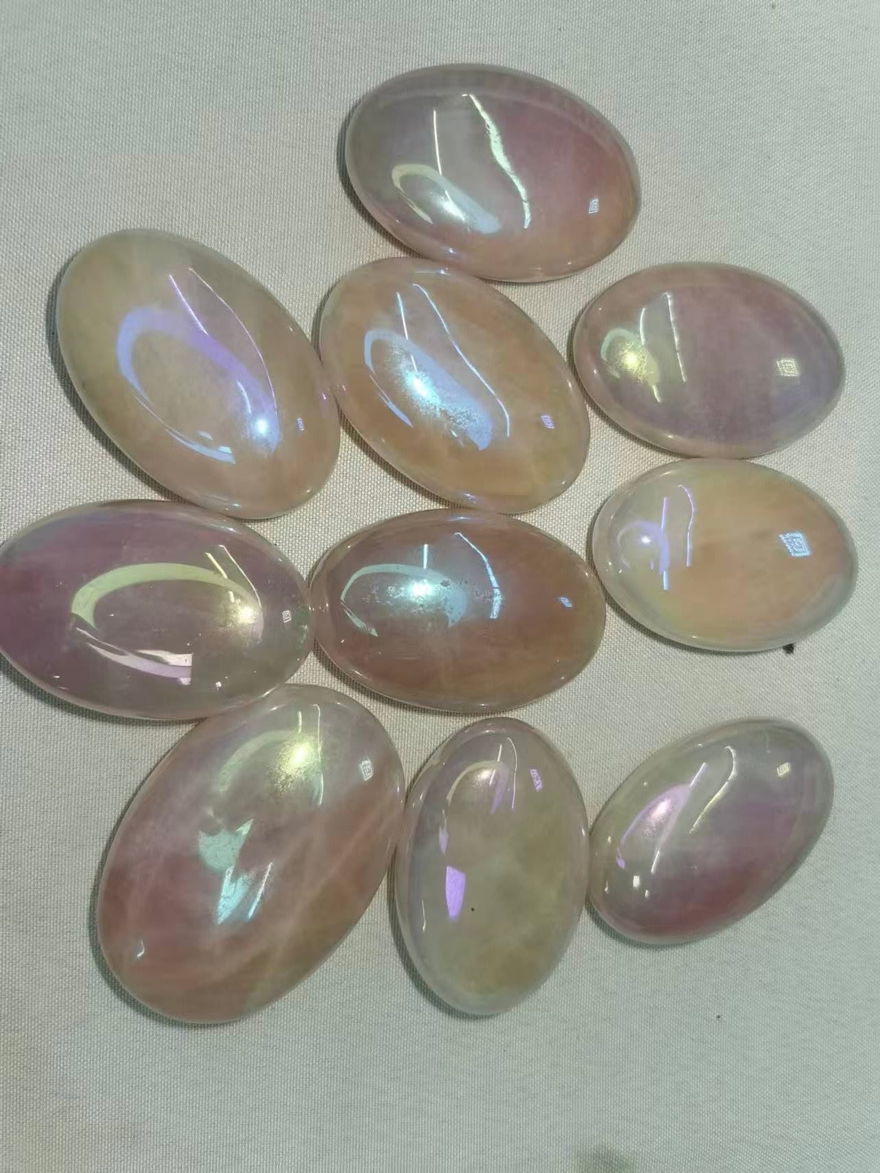 Angle Aura Rose Quartz Palm Stone