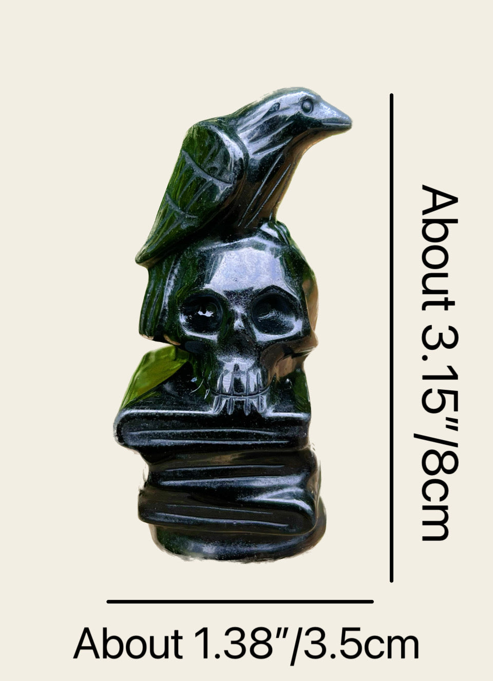 Skull Raven Black Obsidian