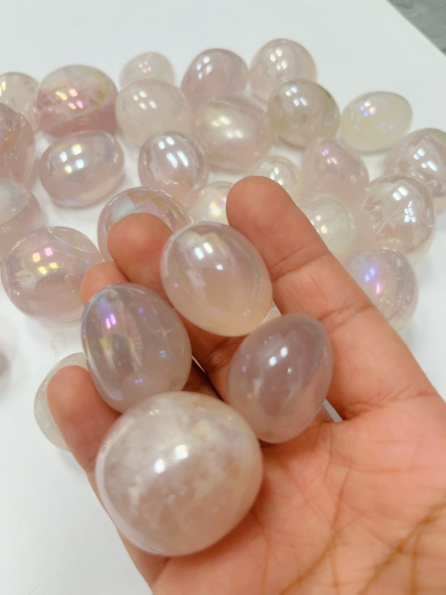Angle Aura Rose Quartz Tumbled