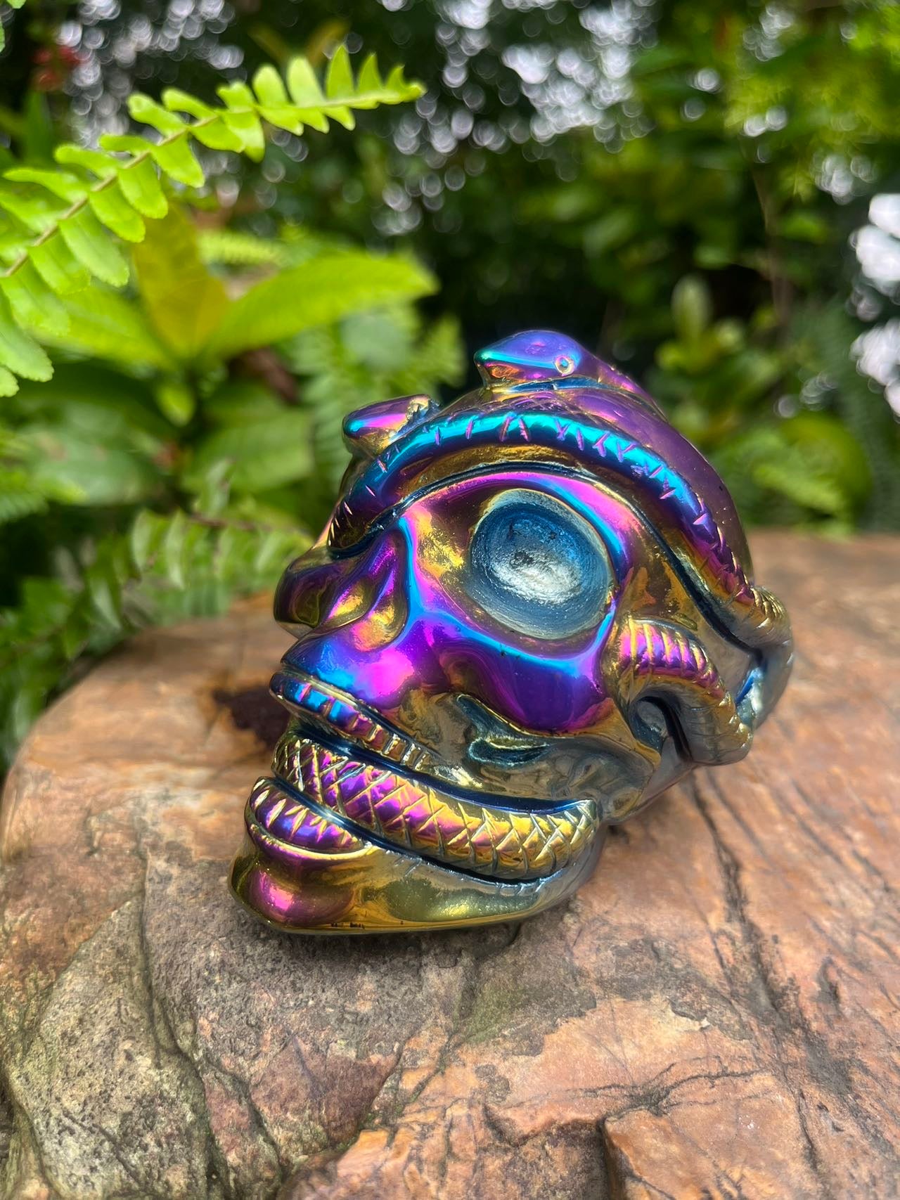 Titanium Black Obsidian Skull