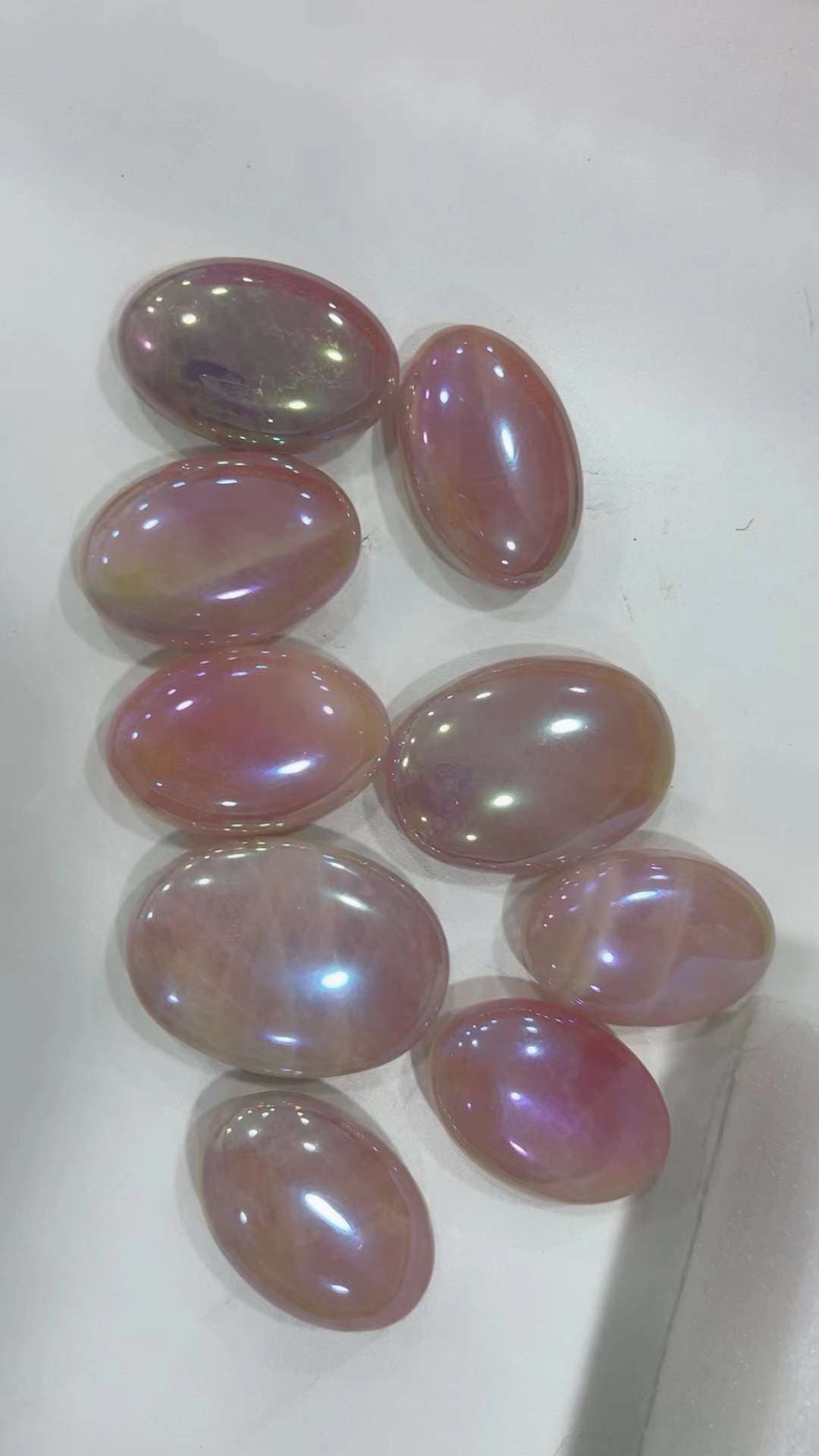 Angle Aura Rose Quartz Palm Stone