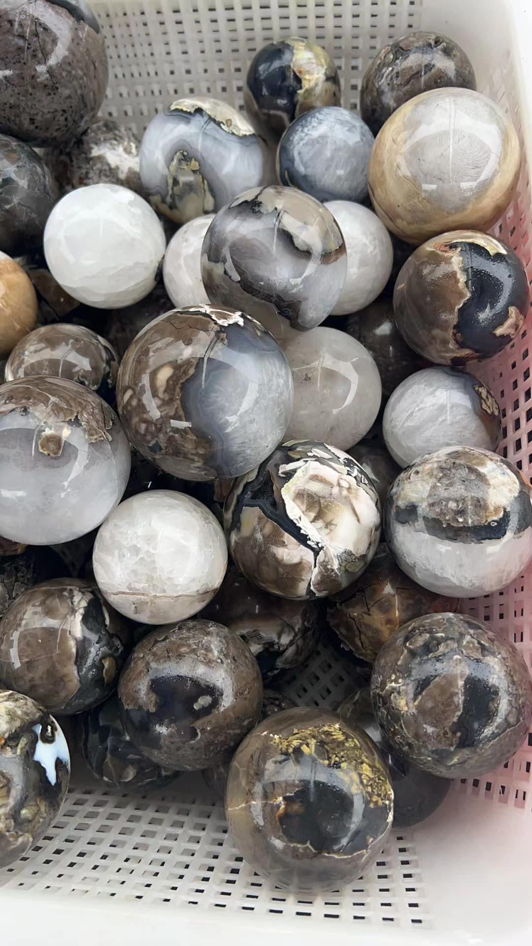 Volcano Agate Sphere UV Reaction