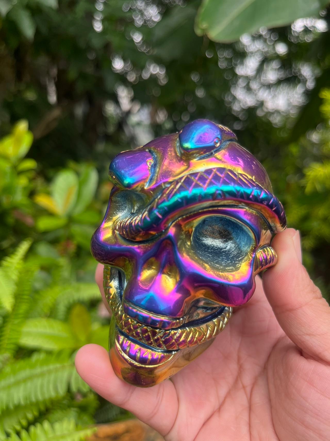 Titanium Black Obsidian Skull