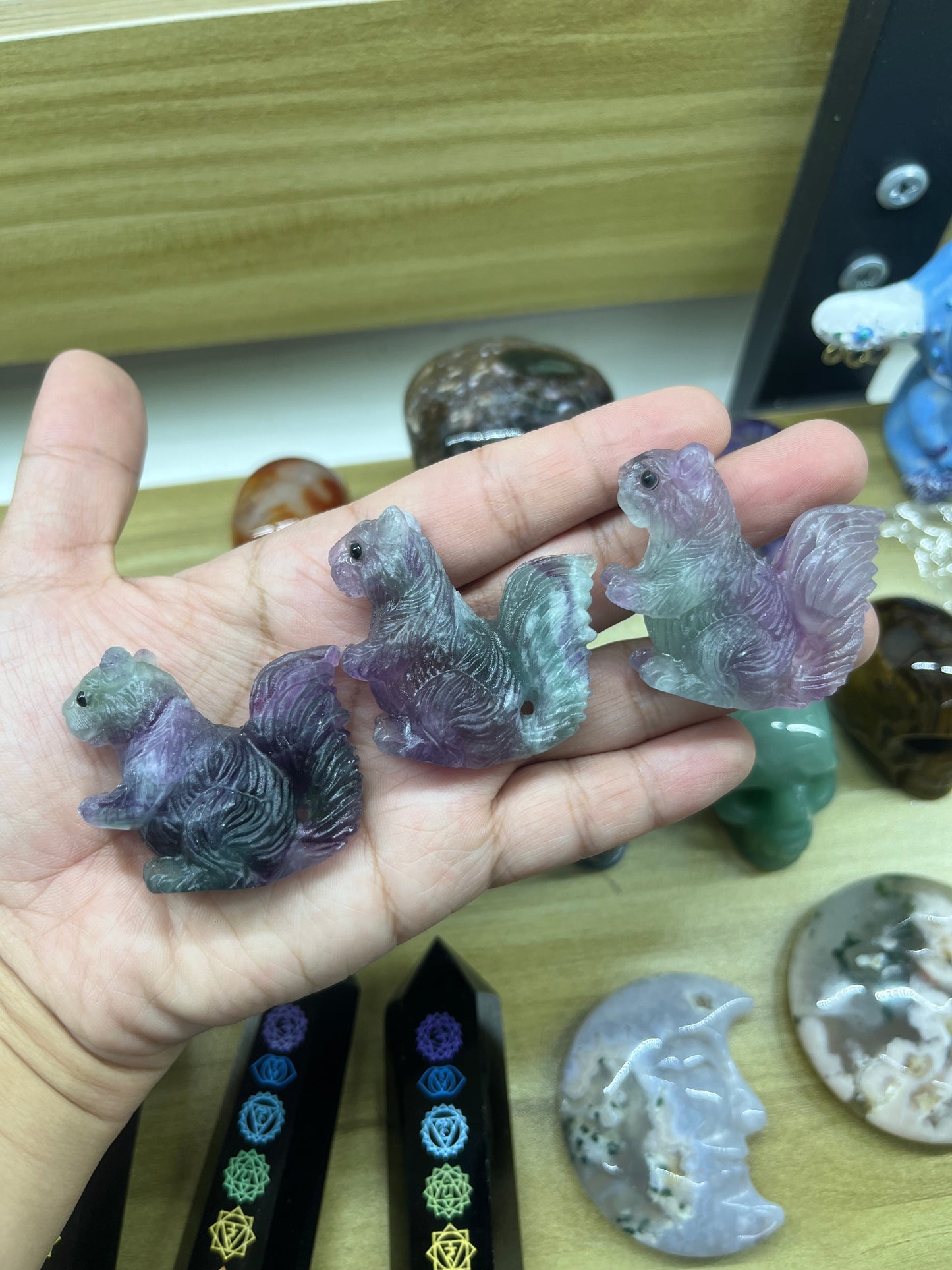 Rainbow Fluorite Squirrel Fine carving