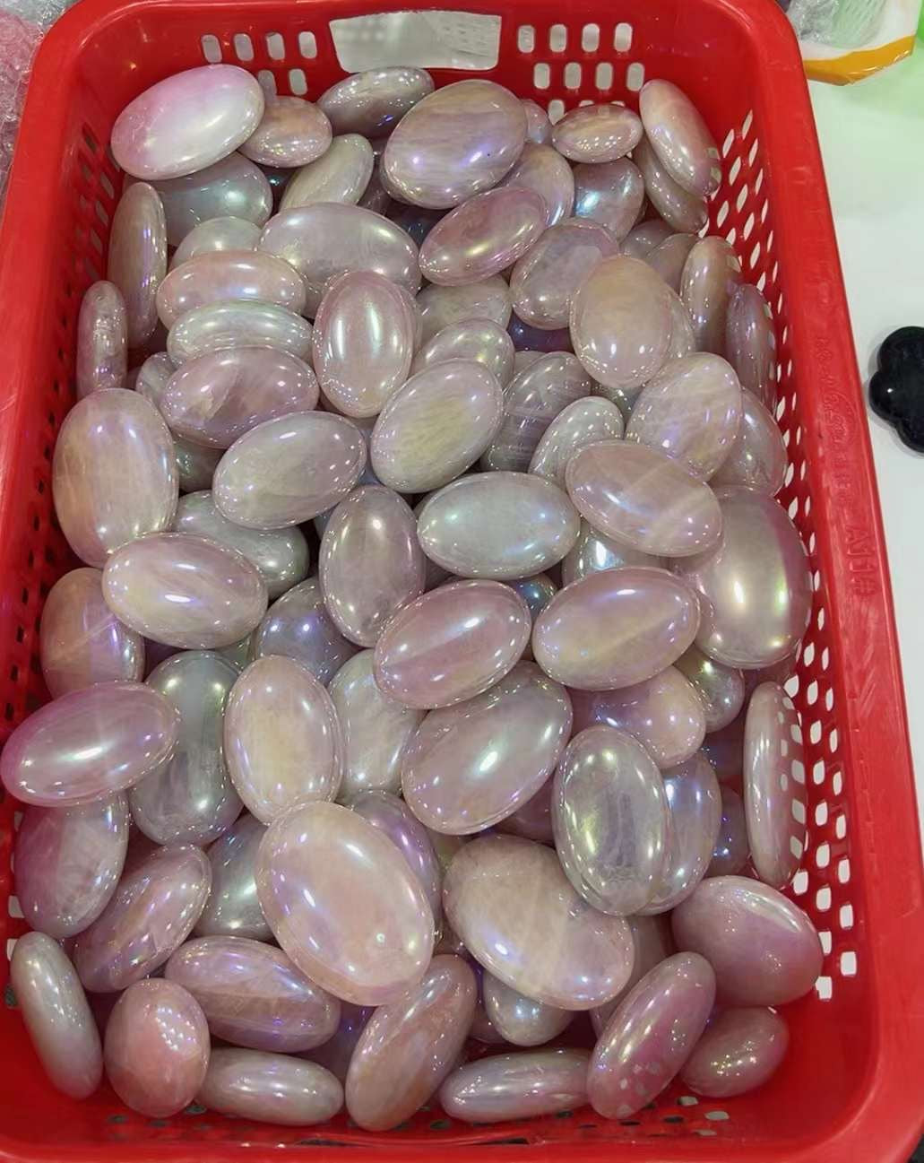 Angle Aura Rose Quartz Palm Stone