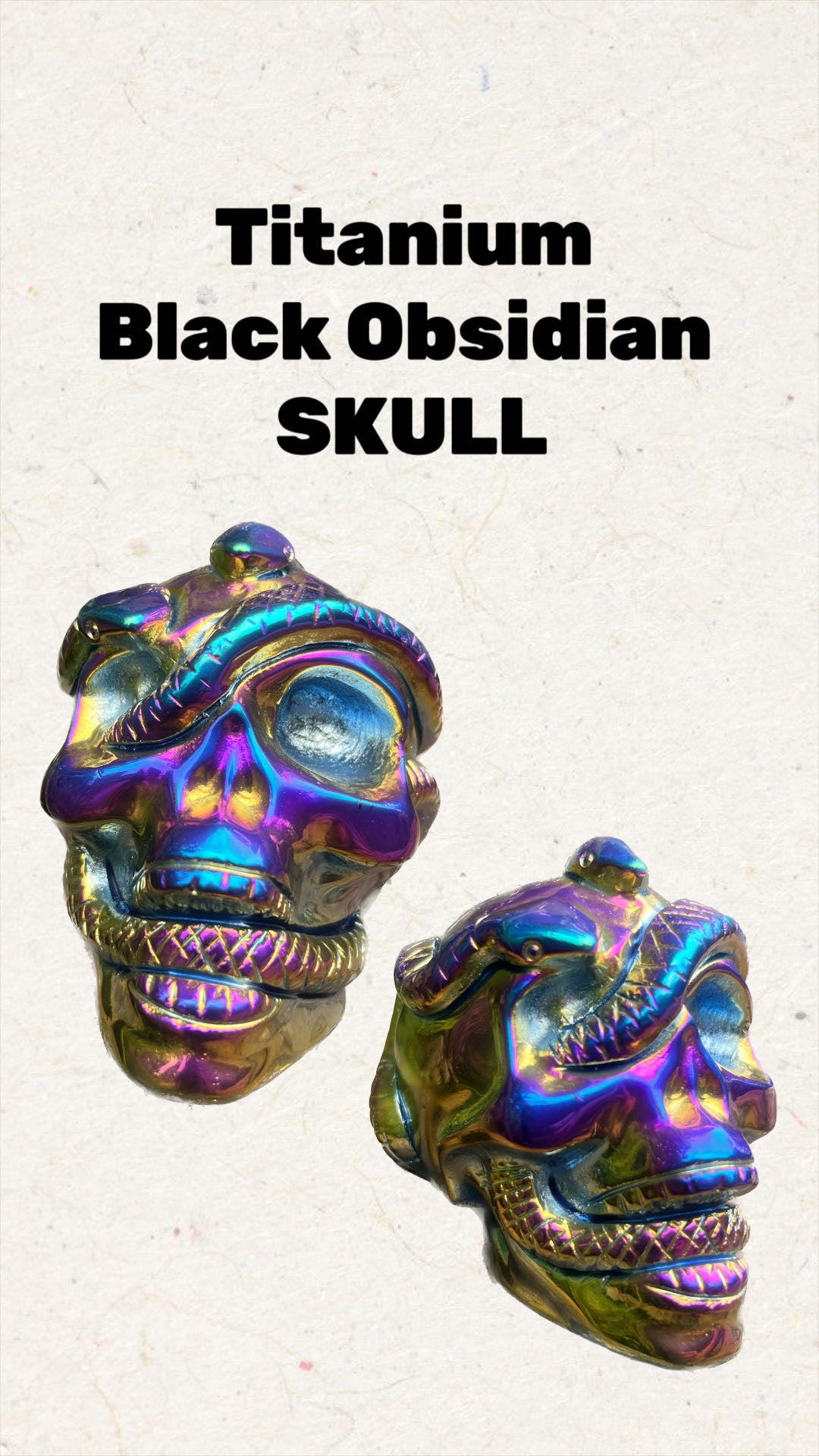 Titanium Black Obsidian Skull