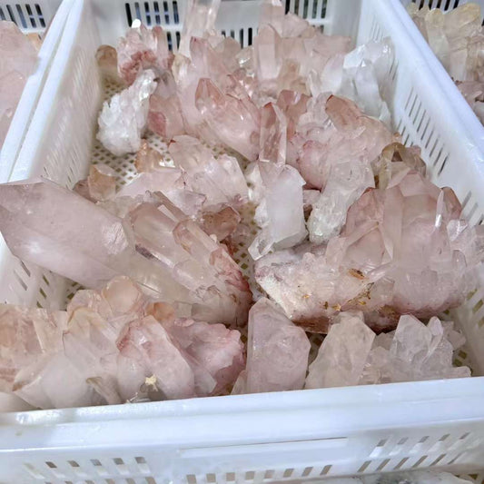 Pink Phantom Quartz Cluster Super Transparent