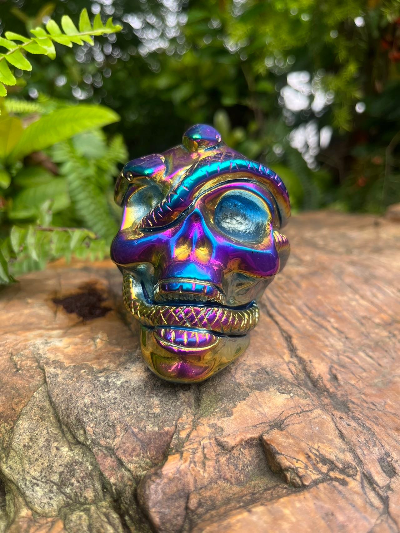 Titanium Black Obsidian Skull
