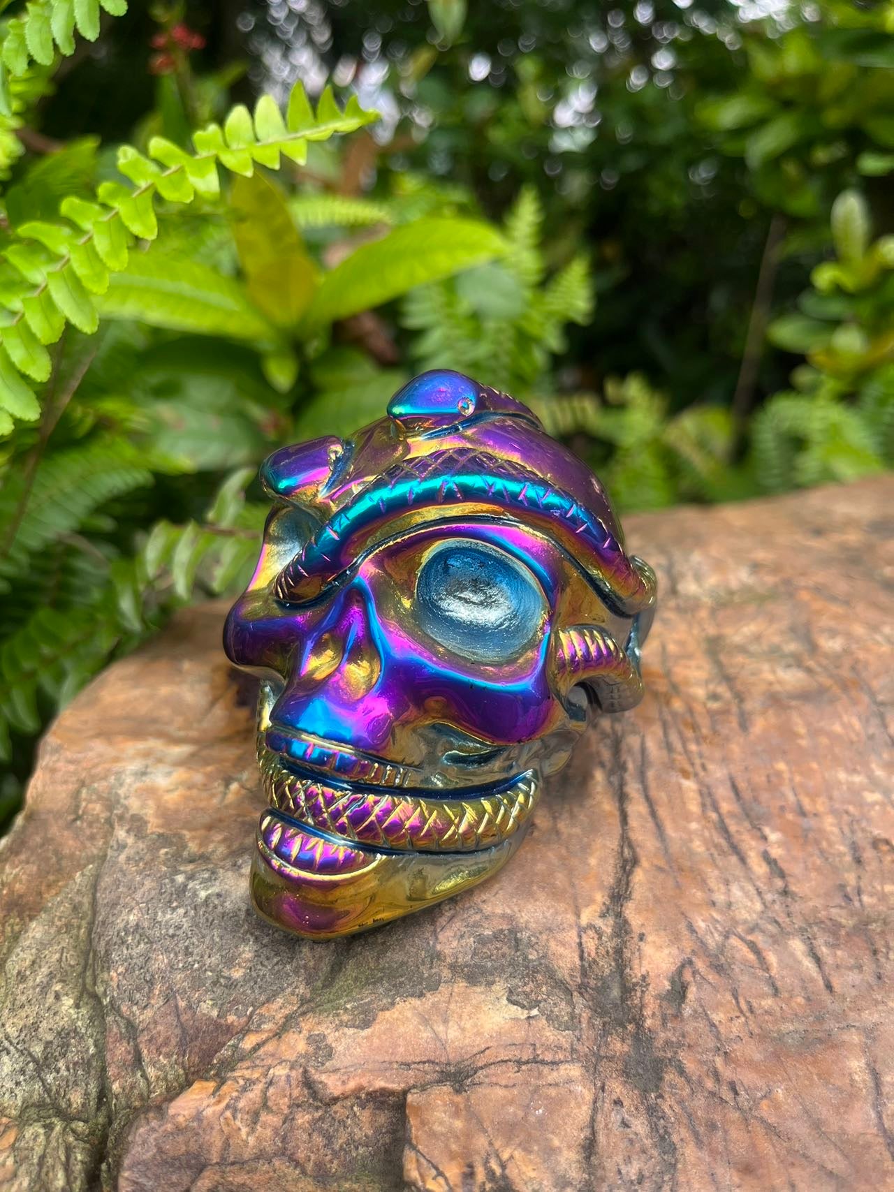 Titanium Black Obsidian Skull