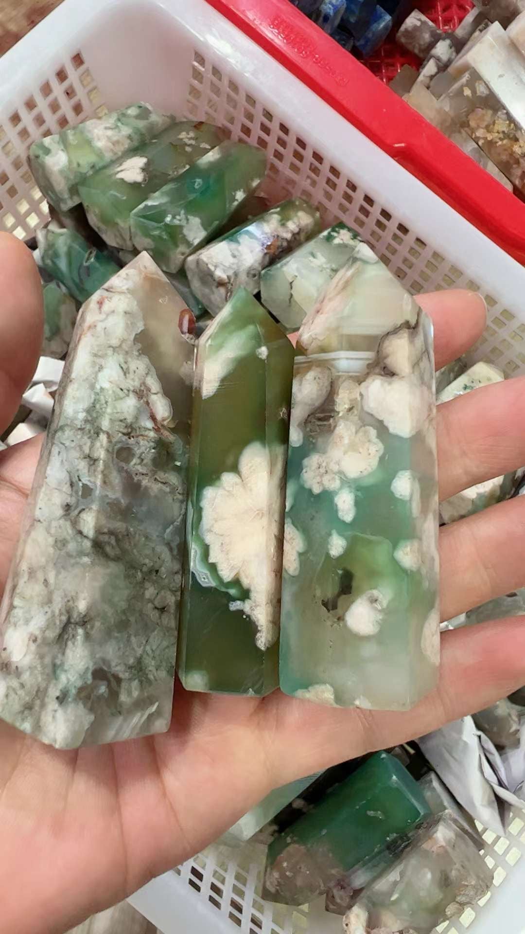 Green Flower agate Tower High Quality