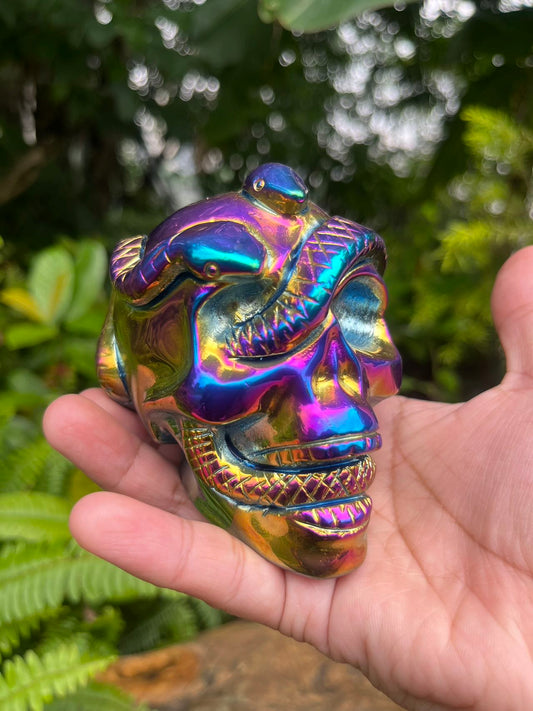Titanium Black Obsidian Skull